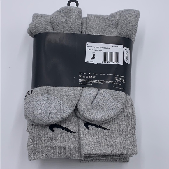 NIKE EVERYDAY CUSHIONED CREW 6 pairs SOCKS NWT - Picture 2 of 16